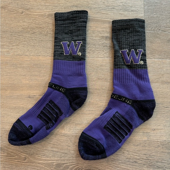Strideline University of Washington Huskies Crew Socks Purple Gold Grey Black - Picture 3 of 4